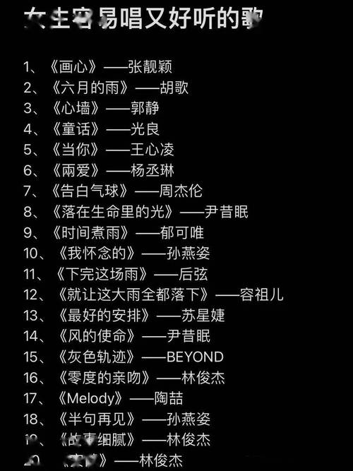 中音女生必唱100首歌曲，轻松唱出好声音！