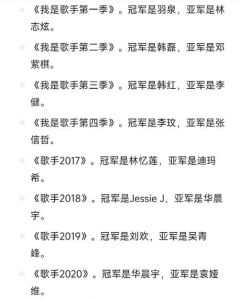 我是歌手历届冠军和场次排名 华语乐坛现象级节目回顾